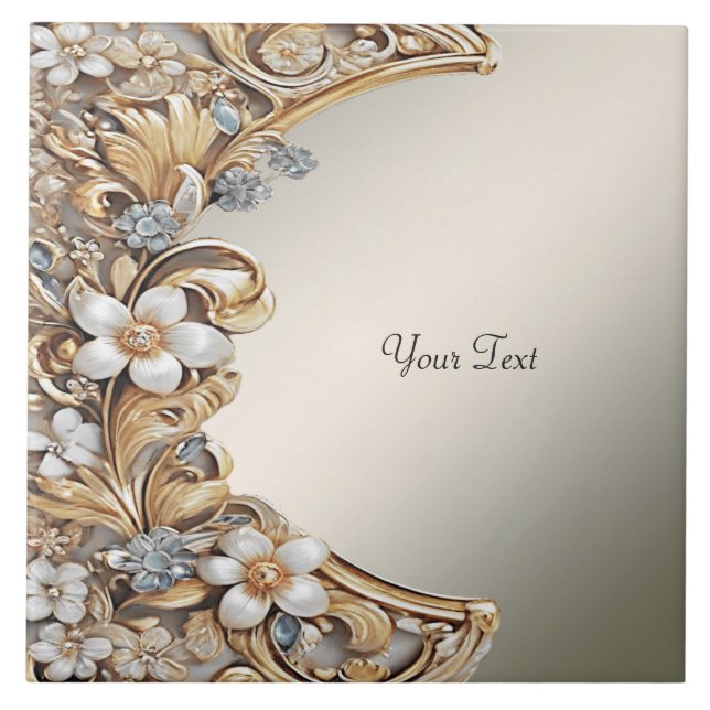 Carreau Carrelage en céramique or blanc (Devant)