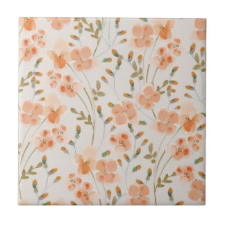 Carreau Carrelage en céramique Orange Fleurs