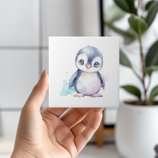 Carreau Carrelage en céramique pour bébé Penguin (Add a touch of whimsy to your bathroom with our adorable penguin ceramic tile! 🐧💙 )