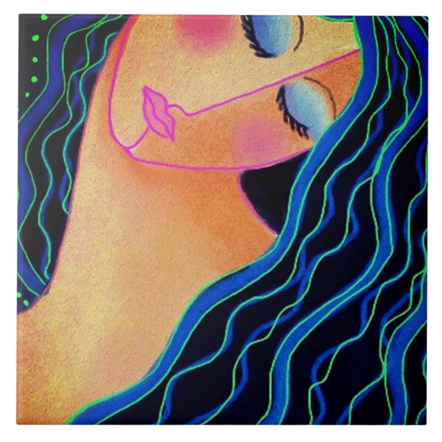 Carreau Carrelage en céramique pour cheveux noirs brillant (Devant)