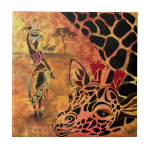 Carreau Carrelage en céramique pour fille et girafe d'Afri