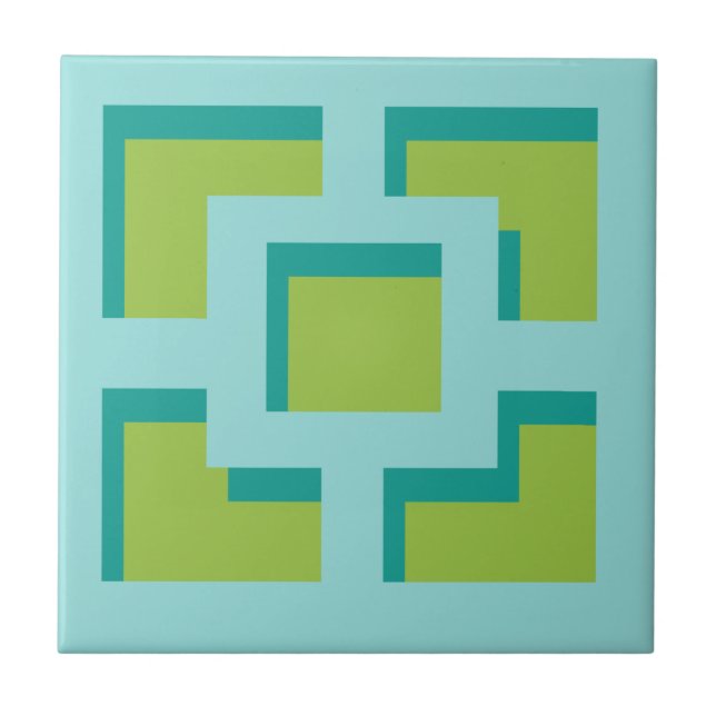 Carreau Carrelage en céramique Retro Turquoise et Vert Tre (Devant)