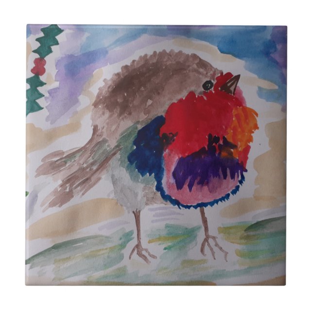 Carreau Carrelage en céramique Robin de Noël (Devant)