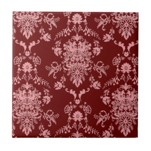 Carreau Carrelage en céramique rose et maron Damask