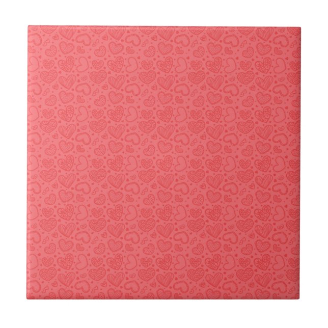 Carreau Carrelage en céramique rouge avec Coeurs (Devant)