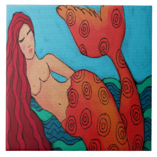 Carreau Carrelage en céramique rouge Haired Mermaid