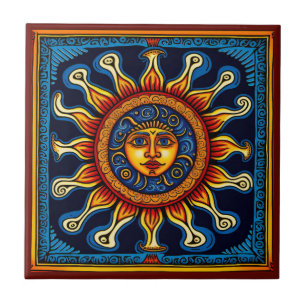 Carreau Carrelage en céramique solaire de style Huichol me