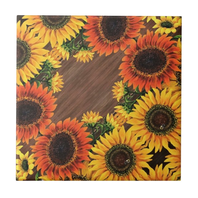 Carreau Carrelage en céramique / Trivet - Fleurs de soleil (Devant)