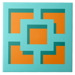 Carreau Carrelage en céramique Turquoise et Orange Trellis