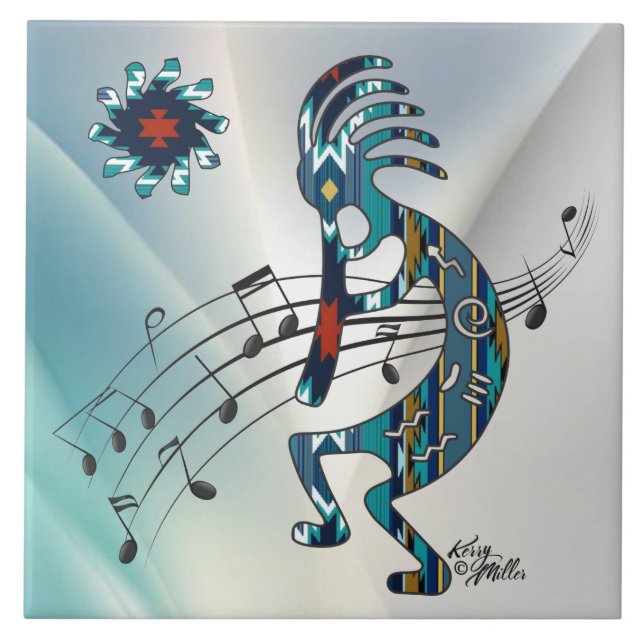 Carreau Carrelage en céramique Turquoise Kokopelli (Devant)