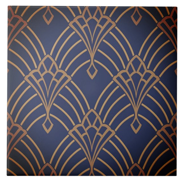 Carreau Carrelage en céramique - Ventilateur Art Déco Or/R (Devant)