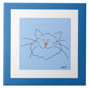 Carreau Carrelage en céramique Whimsical Blue Cat