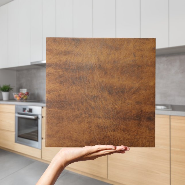 Carreau Carrelage en cuir rustique moderne (Modern Rustic Faux Tan Leather Tile Cowboy Western Country Tiles
)