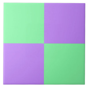 Carreau Carrelage en damier vert et violet pastel