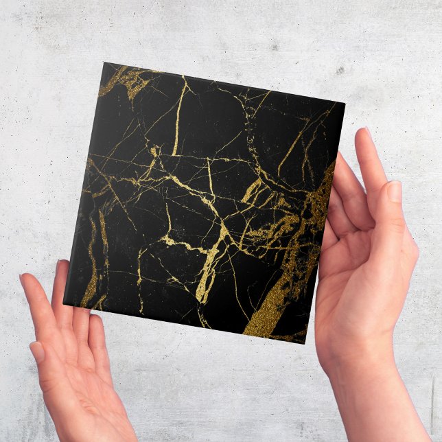 Carreau Carrelage en marbre moderne simple en or noir (black and gold marble effect ceramic tiles)