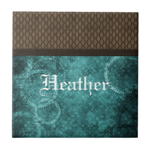 Carreau Carrelage en métal en Steampunk, Turquoise