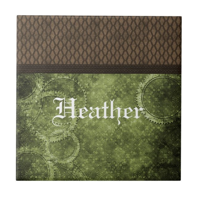 Carreau Carrelage en métal, vert (Devant)