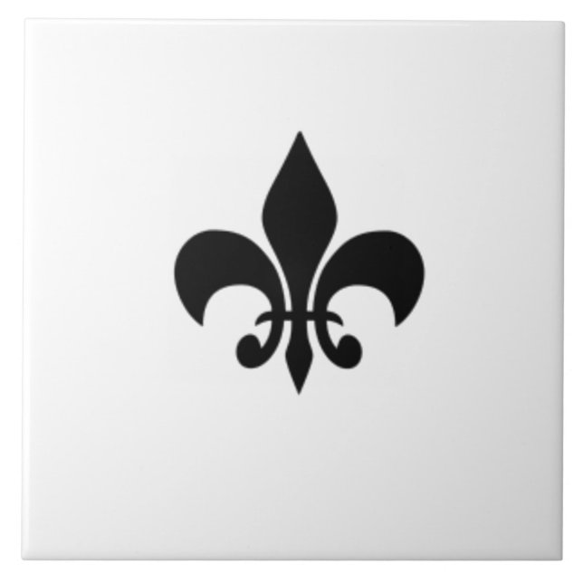 Carreau Carrelage Fleur De Lis Noir Et Blanc (Devant)