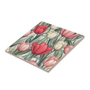 Carreau Carrelage Fleur Tulipe Classique Pour Intérieurs C
