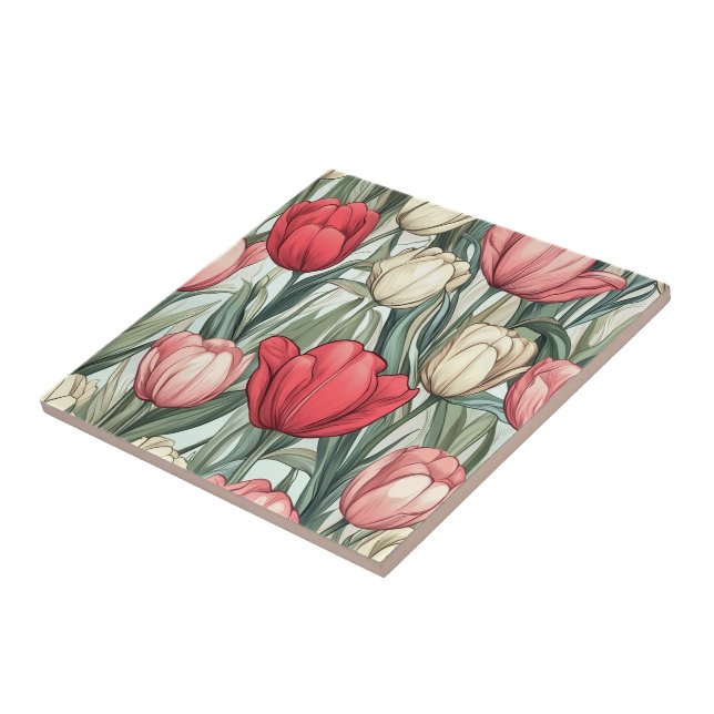 Carreau Carrelage Fleur Tulipe Classique Pour Intérieurs C (Côté)