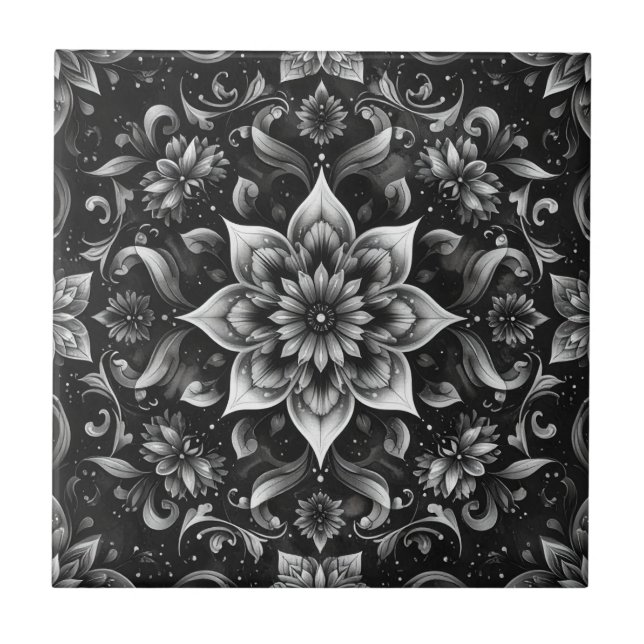 Carreau Carrelage floral monochrome complexe (Devant)