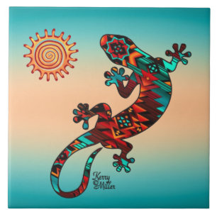 Carreau Carrelage Gecko Et Soleil En Céramique