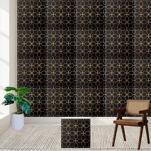 Carreau Carrelage géométrique noir et or (Black and Gold Geometric Tile)