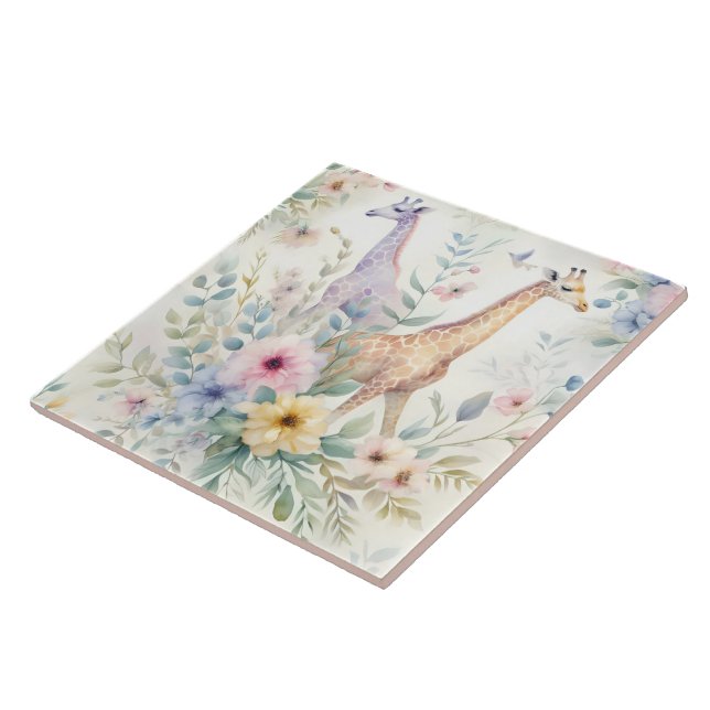 Carreau Carrelage Giraffe Design Avec Accents Floraux (Côté)
