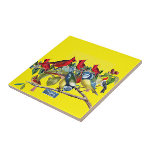 Carreau Carrelage Jaune (Arbre d'Oiseaux) RFPMDesigns ©️ 2