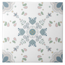 Carrelage Mandala en bleu fleur