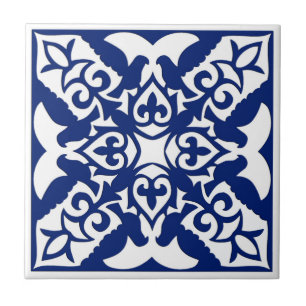 Carreau Carrelage marocain, bleu marine et blanc