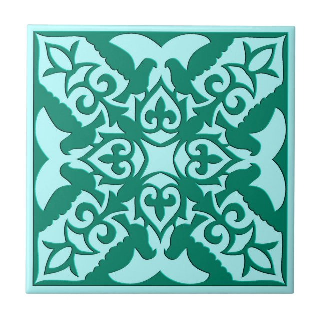 Carreau Carrelage marocain, Turquoise et Aqua (Devant)