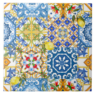 Carreau Carrelage méditerranéen, majolica, style sicilien