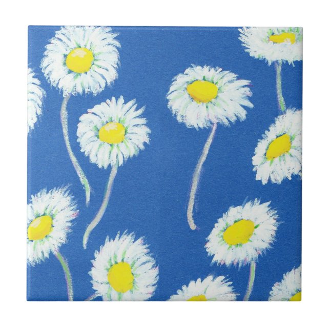 Carreau Carrelage Motif de petites marguerites blanches (Devant)