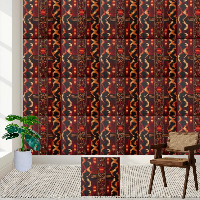 Carreau Carrelage Motif d'inspiration africaine chaleureus (Warm Toned African Inspired Pattern Tile)