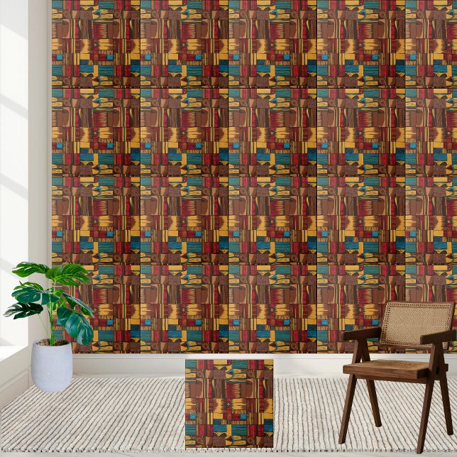 Carreau Carrelage Motif inspiré par l'art ethnique (Vibrant Ethnic Art Inspired Pattern Tile)