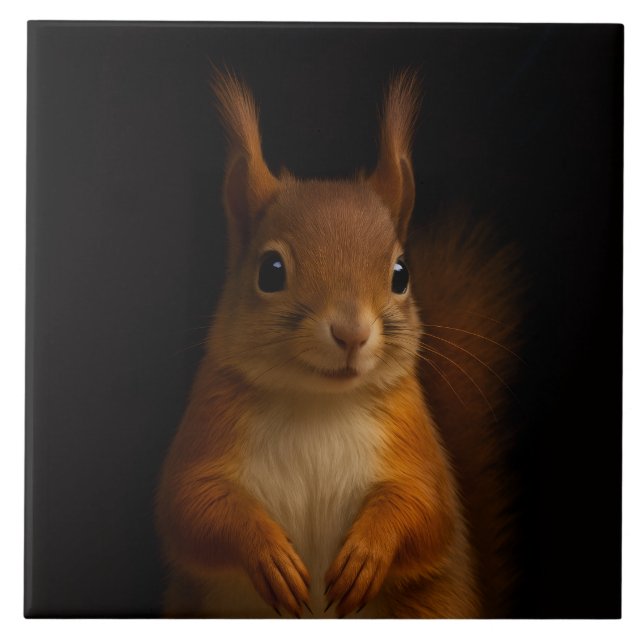 Carreau Carrelage noir 4 Luxe avec écureuil rouge (Devant)