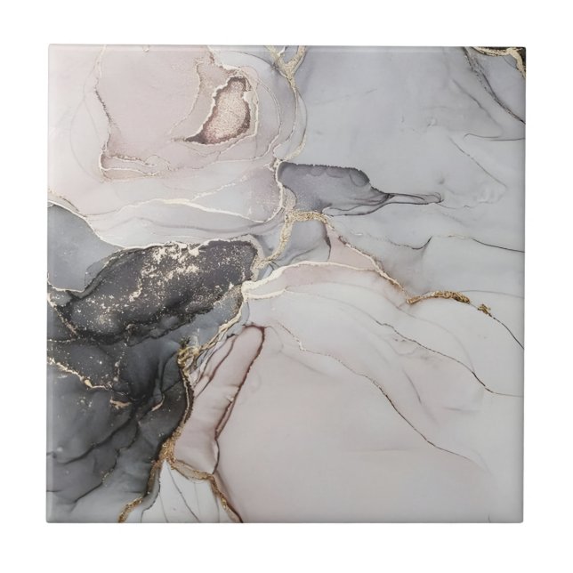 Carreau carrelage noir et or blanc (Devant)