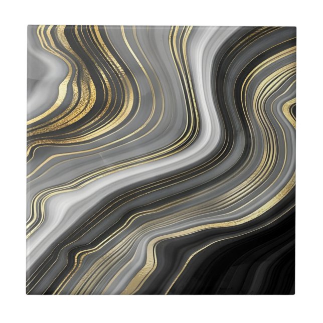 Carreau carrelage noir et or courtois au sol (Devant)