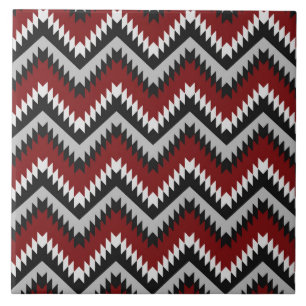 Carreau carrelage noir gris motif aztec