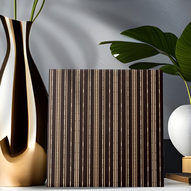 Carreau Carrelage rayé noir et Brown en bambou (Créateur téléchargé)