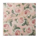 Carreau Carrelage rose Fille<br><div class="desc">Joli design avec des roses de chou rose sur un arrière - plan rose pâle et texturé.</div>