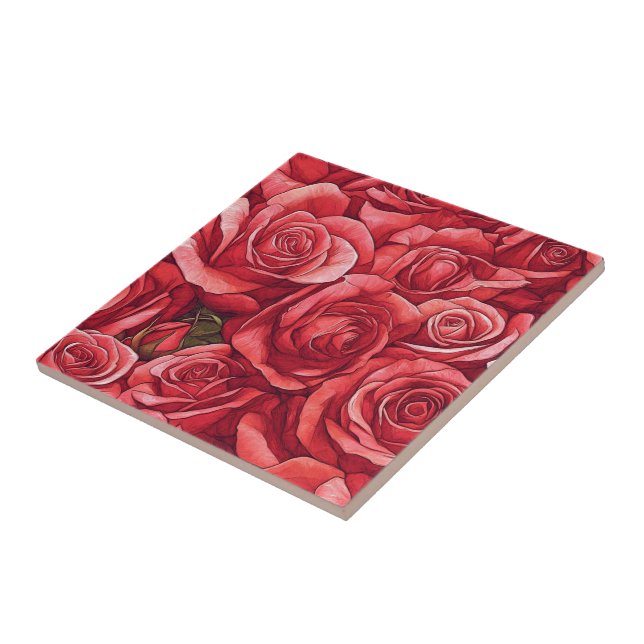 Carreau Carrelage Rose Floral Classique Pour Salle De Bain (Côté)