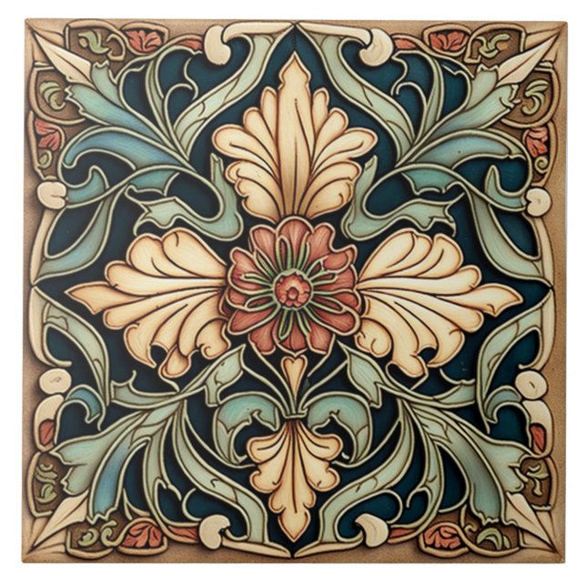 Carreau Carrelage rose, style Art nouveau Vintage (Devant)