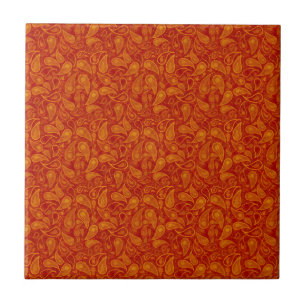 Carreau Carrelage rouge orange Paisley