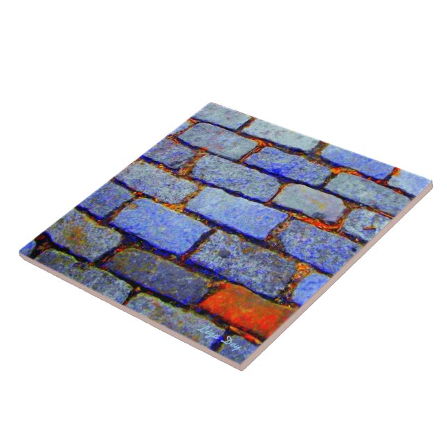 Carreau Carrelage/Trivet en briques urbaines (bleu) (Côté)