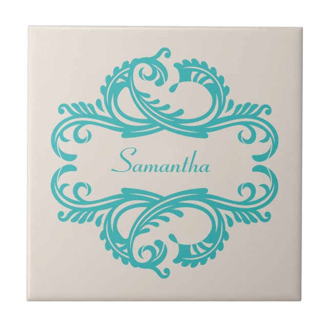Carreau Carrelage turquoise Chic Damask (Devant)