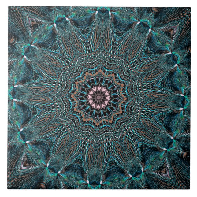 Carreau Carrelage vert en céramique fleurie (Devant)