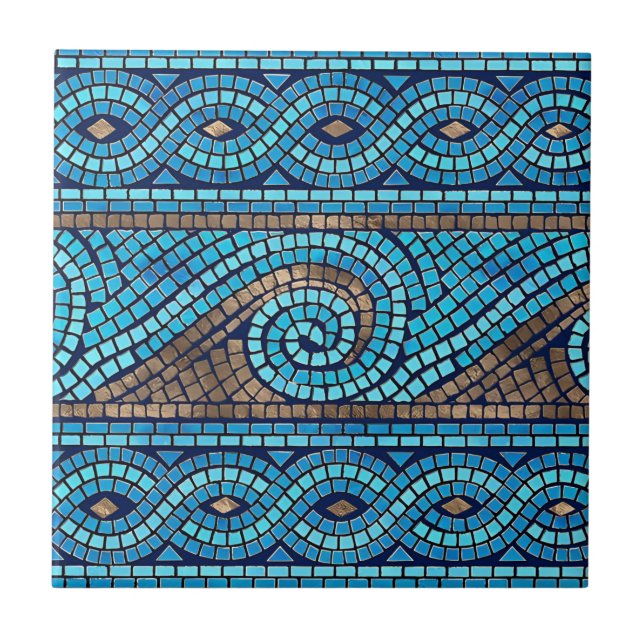 Carreau carrelage vintage bleu et blanc (Devant)