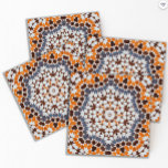 Carreau Carrelage vintage marocain en mosaïque orange<br><div class="desc">Une couette en mosaïque marocaine vintage peinte en carrelage motif. Brosse bio et lave-linge en mauvais état pour un style terreux,  et une atmosphère antique. Couleurs bleues orange.</div>